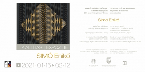 Sim� Enikő textilműv�sz ki�ll�t�sa az Erd�lyi Műv�szeti K�zpontban - AZ ERD�LYI MŰV�SZETI K�ZPONT 2021. janu�r 15-�n, p�nteken 18 �rakor nyitja meg Sim� Enikő textilműv�sz ki�ll�t�s�t az Erd�lyi Műv�szeti K�zpontban, Sepsiszentgy�rgy, Olt utca 2. sz�m, III. emelet.

A vend�geket k�sz�nti V�csi Nagy Zolt�n, az Erd�lyi Műv�szeti K�zpont vezetője. A ki�ll�t�st megnyitja Hegedűs Enikő műv�szett�rt�n�sz.

A ki�ll�t�s megtekinthető:
2021. janu�r 16. �s 2021. febru�r 12. k�z�tt,
keddtől p�ntekig, 10-17 �r�ig,
szombaton 10-18 �r�ig.
