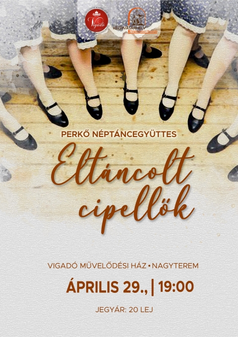 Perkő Néptáncegyüttes Eltáncolt cipellők táncos előadásá a Tánc Világnapja alkalmából - A Vigadó Művelődési Ház szervezésében, a Tánc Világnapja alkalmából, április 29-én (csütörtökön) 19 órától a Perkő Néptáncegyüttes Eltáncolt cipellők című táncos előadását tekintheti meg a nagyérdemű, a Vigadó Művelődési Ház nagytermében.
Hajdanában réges-régen, hetedhét országon túl élt egyszer egy király. Tizenkét lánya volt, egyik szebb a másiknál; bőrük, mint a friss hó, arcuk, mint a nyári alma, termetük meg sudár, mint a nádszál. Volt egy nagy közös hálóterem a királyi palotában, abban állt egymás mellett az ágyuk, szép sorjában mind a tizenkettő. Este, mikor lefeküdtek, a király rájuk zárta az ajtót, és a kulcsot jól eltette a zsebébe; a lányok mégis minden áldott reggelre széttáncolták a cipőjüket.
Hogy hogyan és mint, annak senki nem volt a megmondhatója, amíg egy bátor katona ki nem derítette.
A darabot Horváth Tas rendezte.
A belépés regisztráció segítségével lehetséges, a helyek száma korlátozott!
Jegyár: 20 lej