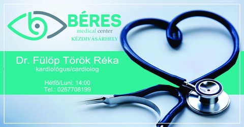 Dr. Fülöp Török Réka kardiológiai szakrendelése a Béres Medical Centerben - Dr Fülöp Török Réka megkezdi kardiológiai szakrendelését minden hétfő délután a Béres Medical Centerben 16-18 óra között.