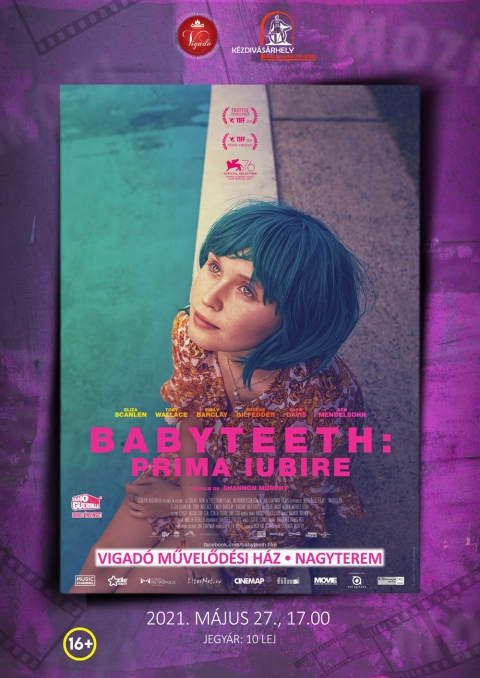 Shannon Murphy: Babyteeth című ausztrál vígjáték-filmdrámája a Vigadó Moziban - A Vigadó Művelődési Ház szervezésében, 2021. május 27-én (csütörtökön), 17 órától, a Vigadó Mozi most egy ausztrál vígjáték-filmdrámát hoz a nagyközönség elé Shannon Murphy: Babyteeth című filmje által. A filmet a Művelődési Ház Nagytermében nézheti meg a közönség.
A 16 éves Milla és 23 éves Moses látszólag két külön univerzum. A lány zeneimádó mintadiák, a fiú izgalmas, ugyanakkor felelőtlen, lecsúszott junkie. Milla középosztálybeli szülei aggódva nézik a bimbózó románcot, bármiféle rosszallás vagy tiltás helyett mégis megengedők maradnak. Lányuk halálos beteg, számára Moses nem csak az első, hanem egyben az utolsó szerelem is.
Shannon Murphy bemutatkozó rendezése egyszerre erőteljes, drámai és megdöbbentően humoros megközelítése egy letaglózó témának.
A belépő 10 lej!