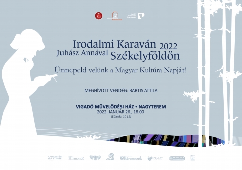 Juh�sz Anna irodalmi estje - Irodalmi Karav�n Sz�kelyf�ld�n a Magyar Kult�ra Napja alkalm�b�l - A Vigad� Művelőd�si H�z szervez�s�ben, 2022. janu�r 26-�n (szerda), 18 �r�t�l, a Magyar Kult�ra Napja alkalm�b�l, az 'Irodalmi Karav�n Sz�kelyf�ld�n' rendezv�nysorozat keret�n bel�l, Juh�sz Anna irodalmi estj�n vehetnek r�szt az �rdeklődők, a Vigad� Művelőd�si H�z nagytermi st�di�j�ban. 

�Egyetlen haz�nk van: ez a magyar nyelv� (K�ny�di S�ndor)
2022-ben elindul az Irodalmi Karav�n rendezv�nysorozat, melynek c�lja megmutatni a magyar nyelv �s irodalom egys�g�t, emellett a kort�rs szerzőket megismertetni � hat�rok n�lk�l. Az Irodalmi Karav�n egy olyan irodalmi road-show, amely a magyar nyelv- �s irodalom �rt�keit őrizve, klasszikus �s kort�rs szerzőket egyar�nt bemutatva t�bb gener�ci�t is �sszekapcsol.
Az Irodalmi Karav�n első utaz�s�ra 2022. janu�rj�ban ker�l sor, a magyar kult�ra napj�hoz kapcsol�dva, Sz�kelyf�ldre.

T�j�koztatjuk kedves n�zőinket, hogy bel�p�skor fel kell mutatni az EU-s digit�lis COVID igazolv�nyt, illetve az előad�s teljes időtartama alatt k�telező helyesen viselni a sz�jat/orrot eltakar� maszkot!

A Vigad� Művelőd�si H�z a �j rendelkez�sek betart�s�val tov�bbra is szeretettel v�rja kedves n�zőit! 

Jegy�r: 10 lej

V�rjuk szeretettel!