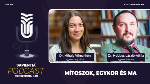 Sapientia Podcast: Dr. Mihály Vilma-Irén, egyetemi adjunktus és Dr. Hubbes László-Attila, egyetemi docens - Mítoszok, egykor és ma - Ebben a Sapientia Podcast részben Dr. Mihály Vilma-Irén, egyetemi adjunktus és Dr. Hubbes László-Attila, egyetemi docens beszélgetésük során elkalauzolnak a mítoszok világába és ezáltal megértjük azt is, hogy miként értelmezhető a mítosz egykor és ma.
A teljes rész elérhető a Spotify-oldalunkon: https://tinyurl.com/3pjv7v5y
A ma embere a hétköznapokban laikusan, ha a mítoszokról beszél, akkor elsősorban a régi történetekre, a görög és római mítoszokra gondol, vagy gyakran a szót a mese, a fikció szinonimájaként használja. A mítoszok, a mitikus történetek a kezdetektől jelenünkig átszövik a legkülönbözőbb élettereket, a történeteket, a mentalitást. Nemcsak az irodalomban, a filmvásznon vagy a számítógépes játékokban találkozhatunk ezekkel a történetekkel és hőseikkel, régi vagy új változatban, hanem a mitikus minták gyakran gyanútlanul ott rejlenek hétköznapi cselekvéseink mögött is és meghatározzák lépéseinket. Így a politikai választások, tüntetések, gazdasági folyamatok, válságok, háborús helyzetek, terrorcselekmények, csodatermékeket hirdető reklámok, álhírek mind mind átvitt értelemben mitikus történeteknek számítanak.