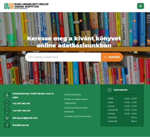 Olvas�smaraton, Ki� az olvas�s?, Weboldal - 2022 febru�ri k�nyvt�ri h�rek - Olvas�smaraton

Nemes Nagy �gnes (1922-1991) alkot�sait sz�laltatjuk meg, sz�let�s�nek 100., �vfordul�ja alkalm�b�l 2022. febru�r 15-�n, az olvas�s napj�n, kedden 10-17 �ra k�z�tt a B�r� Wessel�nyi Mikl�s V�rosi K�nyvt�rban. J�jj�n �n is, legyen r�szese ennek az olvas�sl�ncnak, ezzel is felh�vjuk k�rnyezet�nk figyelm�t az olvas�s fontoss�g�ra!


Ki� az olvas�s?

Febru�r 15-�n, kedden, az olvas�s napja alkalm�val olvas�smotiv�ci�s előad�sra, besz�lget�sre h�vjuk a kisgyerekes �s kamaszkor� gyerekek sz�leit, nagysz�leit, a B�r� Wessel�nyi Mikl�s V�rosi K�nyvt�r olvas�term�be (pince).

Sz� lesz: csecsemőkort�l kezdődően a kamaszkorig tart� sz�veg�rt�s fejleszt�s�ről, olvas�smotiv�l� tippekről, a tanul�s fejleszt�s�ről. Az előad�st V�ntsa Judit k�nyvt�rvezető tartja. Előzetes bejelentkez�s sz�ks�ges a 0787-796475 telefonsz�mon, vagy a k�nyvt�r b�rmelyik m�s el�rhetős�g�n. A helyek sz�ma korl�tozott.


Weboldal

Elk�sz�lt a B�r� Wessel�nyi Mikl�s V�rosi K�nyvt�r honlapja, melyet a kezdikonyvtar.ro vagy bibliotecatargu.ro c�men lehet el�rni. Az online katal�gus tartalmazza a k�nyvt�r teljes �llom�ny�t. A kereső modulon k�vűl a bairatkozott olvas�knak előjegyz�si �s hosszabb�t�si lehetős�g�k is van.