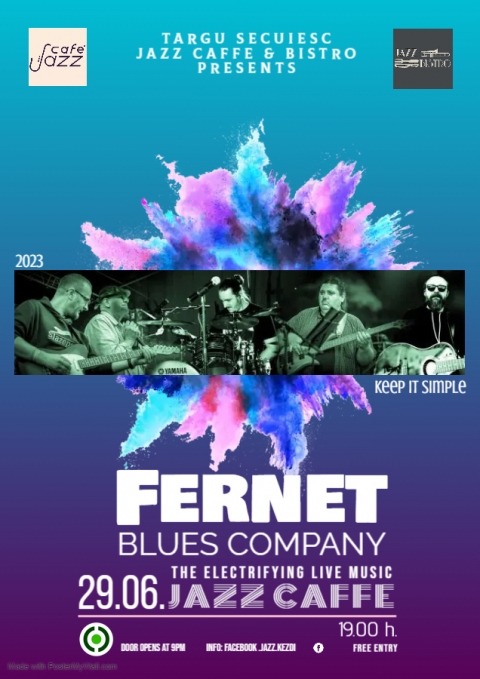 Fernet Blues Company koncert a Jazz Bistro-ban június 29-én csütörtök este - Leporolt blues/rock klasszikusok más köntösben
A Fernet Blues Company hazai szcéna elismert és tehetséges muzsikusaiból álló blues -rock nótákat játszó zenekar ismét a kézdivásárhelyi Jazz Bistro vendége lesz 2023, június 29-én csütörtökön, ahol 19:00 órától csapnak majd  a húrok közé. A rendkívül összeszokott csapat bátran nyúl a legkülönfélébb zenei stílusokhoz, amelyekből egyedi hangzást alakít ki, és játékukban nagy szerephez jut az improvizáció szabadsága is. A brassói ötösfogat eklektikus műsorában a dalok egyaránt hordozzák az R’n’B, a pop, a blues, és természetesen a jazz stílusjegyeit. A hazai blues élet kiemelkedő szájharmónikása Cristi Oprea (Alexandru Andries, Grup 74), aki előadói pályafutása során számos elismerést kapott, többek között a 2005-ös bukaresti Blues Festivalon az Év legjobb szájharmonikás címét is kiérdemelte. 1999-ben alapította saját hobby zenekarát Gabi Isac (Conexiuni, Axiome) basszusgitáros barátjával együtt. Több mint 20 éve stabil felállásban játszanak szerte az országban különböző Jazz Blues fesztiválokon, klubbokban, városnapokon és privát rendezvényeken.  A két frontember munkáját Yoko, Vlad Isac és Vetró B. S. András csapattársak erősítik. Az évek folyamán a Blues Fesztiválokon való szerepléseiket olyan legendás blues-karakterek dícsérték és méltatták, mint Big Daddy Wilson, Lars Kutschke, Perry Weber, Berti Barbera.