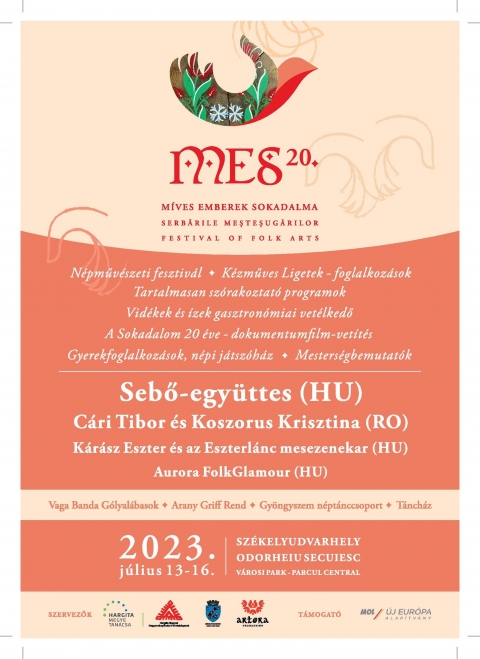 XX. M�ves emberek sokadalma 2023 a sz�kelyudvarhelyi V�rosi Parkban - XX. M�ves emberek sokadalma 

Nagy �r�mmel jelentj�k be, hogy a M�ves Emberek Sokadalma az idei �vben j�lius 14-16 k�z�tt ker�l megrendez�sre, amelyre id�n is szeretettel v�rjuk a k�zművess�g �s a helyi kult�ra rajong�it. A helysz�n v�ltozatlanul a sz�kelyudvarhelyi V�rosi Park.  A XX. M�ves Emberek Sokadalma fő c�lja, hogy n�pi hagyom�nyaink �s k�zműves mesters�geink kincsesh�z�t megments�k a feled�stől, �s tov�bbadjuk őket. A n�pi kult�ra a t�rgyalkot� n�pműv�szeti k�z�ss�gek megerős�t�se, a minős�gi �rt�kőrz�s, a hagyom�nyos n�pi kult�ra tov�bb�r�k�t�se mind-mind feladatunk.

Az idei XX. jubileumi M�ves Emberek Sokadalm�nak egyik legfőbb k�l�nlegess�ge, hogy a megh�vott k�zművesek, alkot�k �gynevezett Ligetekbe rendeződve kapnak standokat �s ki�ll�t�tereket. Ez�ltal nagyobb hangs�lyt kapnak az egyes f�ldrajzi r�gi�k, t�jegys�gek kultur�lis saj�toss�gait, �s a Ligetek z�rt jelleg�ből fakad�an autentikus �lm�nyt biztos�tunk a l�togat�knak, ugyanakkor a sz�kelyf�ldi sz�kek k�z�ss�g�t erős�tj�k. A folyamatos k�zműves foglalkoz�sok, mesters�gbemutat�k, a ki�ll�t�sok, interakt�vv� teszik a rendezv�nyt, felnőtt, gyerek egyar�nt megtal�lja a legkedvesebb programj�t. D�szmegh�vottaink, a kazahszt�ni �s vajdas�gi n�pműv�szek, egyedi foglalkoz�sai sok embert vonzanak majd a jurt�kban fel�ll�tott ki�ll�t�sra.

A l�togat�ink a h�romnapos M�ves Emberek Sokadalm�n t�bb k�zműves tev�kenys�ggel, k�zműves term�kekkel, műv�szi alkot�sokkal tal�lkozhatnak. Egyes m�ves mesters�geket ki is pr�b�lhatnak. A rendezv�nysorozatot zenekarok �s előad�műv�szek fell�p�sei sz�nes�tik, szombaton a Sebő Egy�ttes teremti meg az �nnepi hangulatot.

K�l�n k�sz�nettel tartozunk a szervező partnereknek, akik lehetőv� tett�k a M�ves Emberek Sokadalm�nak l�trej�tt�t. Partnereink a Hargita Megyei Hagyom�nyőrz�si Forr�sk�zpont �s a Sz�kelyudvarhelyi Polg�rmesteri Hivatal munk�j�nak k�sz�nhetően a helyi lakoss�g �s a v�rosba �rkező vend�gek sz�m�ra egyedi fesztiv�l�lm�nyt ny�jtunk. B�zunk benne, hogy a rendezv�nysorozat maradand� �rt�ket fog k�pviselni �s tov�bb �regb�ti a t�rs�g�nk h�rnev�t, kult�r�nk ismerts�g�t.

A rendezv�ny a MOL-�j Eur�pa Alap�tv�ny Hat�rtalan ny�r 2023 programsorozat r�sze. K�sz�net�nket nyilv�n�tjuk ki a M�ves Emberek Sokadalma főt�mogat� partner�nek: a MOL-�j Eur�pa Alap�tv�ny id�n lehetőv� tette, hogy egy innovat�v, �rt�kmegőrző programsorozathoz csatlakozzunk, �s ezzel beker�lj�nk a hasonl� c�l� nemzetk�zi rendezv�nyek k�z�.

Szeretettel v�runk minden kedves �rdeklődőt a fesztiv�lra!

Lőrincz Zsuzsanna	
Artera Alap�tv�ny

Bartalis Izabella
Hargita Megyei Hagyom�nyőrz�si Forr�sk�zpont

Sz�kelyudvarhely
2023. j�nius 6.