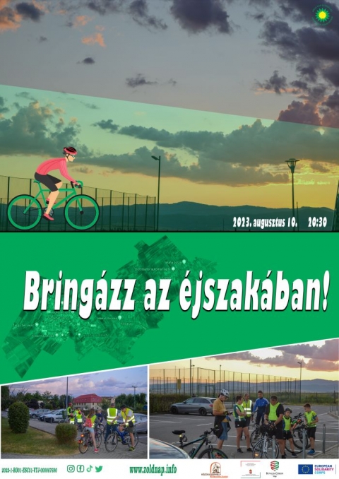 Bring�zz az �jszak�ba V. - L�gy l�that�! - 2023. augusztus 10-�n, este 20:30 �rai kezdettel a Z�ld Nap Egyes�let �jra esti ker�kp�rt�r�t szervez. Az idei �vben a Kendu Egyes�let is csatlakozik a programhoz. Az esem�ny elsődleges c�lja a ker�kp�roz�shoz sz�ks�ges �s a t�rv�ny �ltal elő�rt ker�kp�ros l�that�s�gi felszerel�sek haszn�lat�nak a n�pszerűs�t�se, tudatos�t�sa. Mint tudjuk s�t�tben, kellő vil�g�t�s n�lk�l l�thatatlanok vagyunk. Ez nem csak saj�t magunk �let�t vesz�lyezteti, hanem m�sok�t is �s nem utols� sorban a t�rv�ny tiltja az �jszakai ker�kp�roz�st megfelelő kivil�g�t�s hi�ny�ban. 

Cs�t�rt�k este szeretettel v�runk mindenkit a Sportcsarnok előtti t�rre, ahol a teker�s előtt a Senso KFT-vel az �jszakai l�that�s�gi felszerel�sekről tartunk egy bemutat�t, melyeket a r�sztvevők ki is pr�b�lhatnak. A rendezv�nyen val� r�szv�tel k�telező felt�tele: első-h�ts� l�mpa, f�nyvisszaverő elem, azaz �macskaszem�, f�nyvisszaverő ruh�zat haszn�lata �s javallott a buk�sisak visel�se is. Az esem�nyen saj�t felelőss�g�re r�szt vehet minden ker�kp�ros, aki bet�lt�tte a 14 �vet. 

Az esem�ny a Bethlen G�bor Alapkezelő Zrt �s az Eur�pai Szolidarit�si Test�let r�szt�mogat�s�val val�sul meg.

Plak�tterv: G�lcan Babir