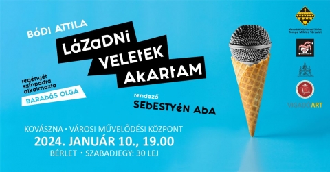 Bódi Attila Lázadni veletek akartam című kortárs dramaturgiája Kovásznán - Kortárs dramaturgia Kovásznán
Január 10-én 19 órától várják a Kovászna városi közönséget az évad harmadik bérletes előadására: a Yorick Stúdió és a Marosvásárhelyi Nemzeti Színház Tompa Miklós Társulatának közös produkciójára (helyszín a Kovászna Városi Művelődési Központ, Dózsa György u. 3.). Bódi Attila Lázadni veletek akartam című kortárs dramaturgiáját Sebestyén Aba
rendezte.
A történet a Ceaușescu-diktatúra utolsó heteiben játszódik. Ennek a reménytelen időszaknak a legmélyebb és legsötétebb bugyrait mutatja meg
nekünk a szerző, a legérzékenyebb korosztályon, a kamaszok szemén keresztül.
Három érettségi előtt álló fiú az élet szűkössége ellen lázadva rendszerellenes akciókba kezd. Noha a lázadónak született Péter, a hatalom és barátai között őrlődő, konformista Zoli és az egész világgal,
benne saját magával is békétlenségben élő Áron indítékai egészen eltérőek, a kezdeti sikerek mámorítóan hatnak mindannyiukra. Harminc
évvel később egy osztálytalálkozó alkalmával kell szembenézniük tetteik valódi következményeivel.
30 év után, amikor egyre inkább elhalványul az akkori történelem tapasztalata, egyre kevesebb embert érdekel az, hogy mi miért történhetett meg és annak mi a következménye, nagyon fontos ismét beszélni erről. Felidézni, mesélni, gondolkodni róla. Tükröt tartani.
Az előadásra szabadjegyek is kaphatók 30 lejért.
Szereposztás:
LÁSZLÓ CSABA • SEBESTYÉN ABA • SZÁSZ CSABA
- - -
Zeneszerző:
CÁRI TIBOR • SZÁSZ CSABA
Díszlet- és jelmeztervező:
SÓS BEÁTA
Színpadi adaptáció:
BARABÁS OLGA
Operatőr:
KOMESZ SZILVIA
Rendezőasszisztens:
TALÁN VANDA
Ügyelő:
SZAKÁCS LÁSZLÓ
Súgó:
TÓTH KATALIN