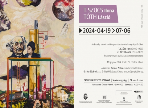 T. SZŰCS Ilona (1930�1990) �s T�TH L�szl� (1933�2009) retrospekt�v t�rlata - Az erd�lyi magyar k�pzőműv�szet k�t kiv�l� alkot�j�nak, műv�szh�zasp�rj�nak k�pei egym�s mellett ki�ll�tva az eddigi legteljesebb v�logat�sban:
T. SZŰCS Ilona (1930�1990) �s T�TH L�szl� (1933�2009) retrospekt�v t�rlat

2024. �prilis 19. � j�lius 6.

�Szűcs Ica csend�letei nem a t�rgyi vil�g kiragadott r�szlet�t mutatj�k be, ahogy a gyan�tlan szeml�lő első pillant�sra hihetn�, hanem a fizik�n inneninek az azon t�lival val� azonoss�g�t, a fogalmi vil�gnak a fogalmakon t�lival val� elv�laszthatatlan egys�g�t, a l�t �s neml�t, valamint ezek f�zis�talakul�si hat�rmezsgy�inek teljess�g�t.�
(dr. Kov�cs �d�m, műgyűjtő)

�T�th [L�szl�] a leplezetlen passz�v rezisztencia szigor�s�g�val pillant ki a festői kompoz�ci� egyre g�rcs�sebben �sszetartoz� vagy �ppen idegen figur�i vagy elemei m�g�l (�) Korszakv�lt� szem�lyis�g. Kort�rsai �s az ut�na k�vetkező nemzed�k, bevallottan vagy bevallatlanul, az Ő p�ld�ja nyom�n indulhatnak el a progresszi� hasonl�k�ppen erk�lcsi �s filoz�fiai t�lt�sű, vagy �nc�l�bb ir�nyzatainak �tj�n�
(Banner Zolt�n, műv�szett�rt�n�sz)


2024. �prilis 19-�n, p�nteken 18 �r�t�l az Erd�lyi Műv�szeti K�zpont f�ldszinti �s harmadik emeleti ki�ll�t�tereit egyar�nt megnyitja k�z�ns�g�nek T�TH SZŰCS Ilona (1930�1990) �s T�TH L�szl� (1933�2009) festőműv�szek �letműv�nek eml�ket �ll�tva. A ki�ll�t�st Banner Zolt�n műv�szett�rt�n�sz �s Bord�s Be�ta PhD., az Erd�lyi Műv�szeti K�zpont vezetője nyitj�k meg.

Az Erd�lyi Műv�szeti K�zpont jelen ki�ll�t�sa az első olyan ki�ll�t�s, amely egyszerre t�rja az erd�lyi k�z�ns�g el� e k�t kiemelkedő, lez�rt �letművet, az 1960-as�1970-es �vekbeli kolozsv�ri műv�szeti �let ikonikus műv�szp�rj�nak �sszesen t�bb, mint sz�z műalkot�s�t.

A szatm�rn�meti sz�let�sű T�th L�szl� �s a medgyesi Szűcs Ilona sorsa a kolozsv�ri K�pzőműv�szeti Főiskol�n fon�dott �ssze, a fest�szeti tagozaton tanul� �vfolyamt�rsak 1955-ben k�t�ttek h�zass�got. 1957-ben szereztek oklevelet Mikl�ssy G�bor tan�tv�nyaik�nt, �s k�t �v m�lva m�r a kolozsv�ri tartom�nyi t�rlaton h�vt�k fel magukra a mű�rtők figyelm�t, majd a tov�bbiakban rendszeresen szerepeltek az �vente megrendezett tartom�nyi �s megyei t�rlatokon. Tehets�g�k �s munk�ss�guk a hatvanas�hetvenes �vekbeli Kolozsv�r �lvonalbeli k�pzőműv�szei k�z� emelte őket. Akadtak ugyan k�z�s t�m�ik, de l�t�s- �s fest�sm�djuk merőben k�l�nb�ző volt. Egy�ni, egym�st�l j�l megk�l�nb�ztethető st�lus� festőv� � a f�rj eset�ben grafikuss� �s d�szlettervezőv� is � val� �r�s�k egy olyan időszakban t�rt�nt, amikor a szocialista realizmus k�vetelm�nyeit m�r hivatalosan elavultnak nyilv�n�tott�k, majd egy r�vid ideig tart� kultur�lis felszabadul�s vette kezdet�t. Ebben a hatvanas �vek k�zep�től 1974-ig, a kommunista diktat�ra megerős�d�s�ig, tehető időszakban a kolozsv�ri k�pzőműv�szeti �letben sz�mos �j�t� folyamat indult be. A m�rs�kelt moderniz�ci� k�pviselői, �gy T. Szűcs Ilona �s T�th L�szl� is, a 20. sz�zad eleji izmusok (az expresszionizmus, sz�rrealizmus �s kubizmus) eredm�nyeit feldolgozva friss�tett�k fel a figurat�v, realista műv�szetet.

T. Szűcs Ilona �letműv�t t�lnyom�r�szt a műterm�ben �s k�rnyezet�ben tal�lhat� furcsa, �ssze nem illő t�rgyakb�l �ll� csend�letek alkotj�k. A bensős�ges, metaforikus csend�letek a sz�rrealizmus, valamint a metafizikus fest�szet eszk�zt�r�b�l mer�tenek. B�r szem�ly�t vid�ms�g �s j�t�koss�g lengte k�r�l, fest�szet�re a visszafogotts�g, d�sztelens�g, formai szűkszav�s�g �s a sz�nek visszafogott sk�l�ja jellemző. Csend�leteinek ism�tlődő n�v�nyei a kaktusz, filodendron �s a fikusz. Asztalait nyugtalans�g �s vesz�ly�rzet uralja, t�rgyain tapinthat� a t�r�kenys�g. T. Szűcs Ilona csend�letein a v�letlen vil�gszervező ereje �pp �gy tetten �rhető, mint az entr�pia, azaz a rendezetlens�g �llapot�ba val� halad�s.

T�th L�szl� v�zi�szerű festm�nyeit �s grafikai alkot�sait is a sz�rrealizmushoz k�zel�ll� l�t�sm�d jellemzi. A koll�zstechnika �s az �j anyagok haszn�lata r�v�n �j�t�st hozott az erd�lyi magyar k�pzőműv�szetbe. A kolozsv�ri �letk�pek mellett a hetvenes �vekben az anyja, a feles�ge �s �nmaga voltak t�m�i, illetve csend�leteket festett. �letműv�nek egyik fontos r�szei a T�rgyal�s sorozata, annak �nmagukb�l kifordul�, cafatokra hull� szereplőivel, de a budapesti �regotthonban vegyes technik�val alkotott, az emberi test boml�s�t �s elm�l�s�t �br�zol� k�pei is.

Jelen k�tszintes ki�ll�t�sban igyekezt�nk mindk�t �letművet a lehető legteljesebb mer�t�sben bemutatni, azok szakaszait l�ttatni �s az egyes korszakokhoz kapcsol�d�an a k�t alkot� főműveit bemutatni. Ugyanakkor arra is t�rekedt�nk, hogy a műv�szh�zasp�r alkot�sai k�z�tti p�rbesz�det a k�t alkot� egym�sra hat�s�t keress�k. E retrospekt�v t�rlat �s az eddigi ki�ll�t�si katal�gusaink szok�sos kereteit felv�llaltan t�ll�pő album, amely h�rom szerző � Banner Zolt�n, dr. Kov�cs �d�m �s dr. Bord�s Be�ta � előszav�t tartalmazza, a festm�nyeket �s arch�v felv�teleket a főbb műfajok ment�n csoportos�tja, mik�zben azok keletkez�s�nek kronol�giai sorrendj�t is figyelembe  veszi, rem�nyeink szerint m�lt�k�ppen �r�k�ti meg �s helyezi �jra napirendre a k�t meghat�roz� erd�lyi k�pzőműv�sz, T. Szűcs Ilona �s T�th L�szl� �letműv�t.

A t�rlat 2024. j�lius 6-ig lesz l�togathat� az Erd�lyi Műv�szeti K�zpont nyitvatart�si rendje szerint, keddtől p�ntekig 9 �s 17 �ra k�z�tt, illetve szombaton 10 �s 14 �ra k�z�tt.


Szeretettel v�rjuk a megnyit�ra �s a ki�ll�t�sra!