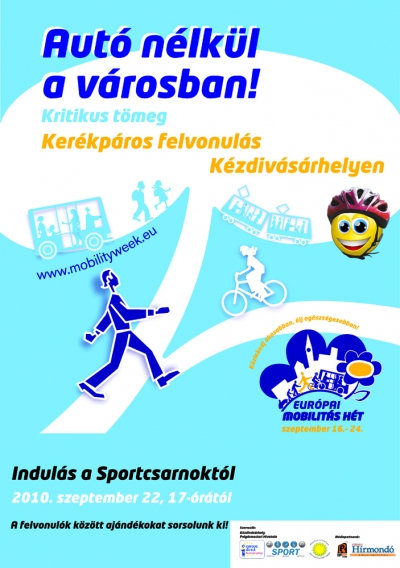Kritikus tömeg Kézdivásárhelyen - Kézdivásárhely polgármesteri hivatalának sportirodája, a sepsiszentgyörgyi Europe Direct Információs Központ és a Zöld Nap Egyesület kerékpáros felvonulást szervez a céhes városban szeptember 22-én az európai autómentes nap alkalmával.A kerékpárosokat 16.30 órára várjuk a céhes város sportcsarnokához. Aki itt hivatalosan bejelentkezik a felvonulásra, az értékes ajándékokat nyerhet.A szervezők nevében:Kocsis Zoltán sportiroda vezetőhttp://www.facebook.com/kezdisportFrissítés:Szeptember 22-én, az autómentes nap alkalmával 'Kritikus Tömeg' címszó alatt kerékpáros felvonulást szerveztek Kézdivásárhelyen.A sepsiszentgyörgyi Europe Direct Információs Központ, a Zöld Nap Egyesület és a kézdivásárhelyi sportiroda azzal a céllal fogott össze e napon, hogy minél több személyt kerékpározni hívjon és egészséges-, környezettudatos életmódra nevelje a gyermekeket, felnőtteket egyaránt.Közel kétszáz személy vett részt a biciklis felvonuláson, zömével óvodások és iskolások. Több tucat felvonuló hátán egy 'KERÉKPÁRUTAKAT AKARUNK' feliratú papír volt feltűzve, jelezvén ezzel, hogy mennyire égető szükséglet Kézdivásárhelyen a kerékpárutak létrehozása.A kritikus tömeg 17 óra után indult a sportcsarnoktól, bekarikázott a település központjába, onnan áthajtott az Ady Endre utcába, majd a Molnár Józsiás utca után ismét visszakanyarodott a központba és innen a sportcsarnokig jutott el.A kerékpárosok az Europe Direct iroda jóvoltából ajándékokat nyerhettek, (2000 lej értékben), ily módon a szervezők bukósisakokkal, táskákkal és kulacsokkal ajándékozhatták meg a jelenlévőket.Eredményes volt ez a nap, örvendünk, hogy sokan eljöttek a a kerékpáros felvonulásra.Reméljük, hogy az eljövendőben egyre többen választják majd a biciklis, gyalogos közlekedést városunkban, vigyázva ezáltal a saját egészségükre és a levegő tisztaságára.A szervezők nevében: Kocsis Zoltán sportiroda vezetőFotó: Bálint BotondBővebben a zoldnap.info oldalon.