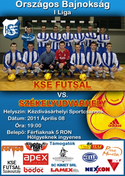 A osztályos teremfoci - Április 8.-án 19 órától Kézdivásárhely sportcsarnoka ad otthont a KSE - Székelyudvarhely SK. közötti teremfoci mérkőzésnek.A szervezők szeretettel várnak minden érdeklődőt!Kocsis Zoltán