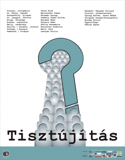 Tiszt�j�t�s - Nagy Ign�c sz�nm�ve ment�n �rta Parti Nagy Lajos - 2011. m�jus 18., szerd�n 17 �r�t�l Tiszt�j�t�s - Nagy Ign�c sz�nm�ve ment�n �rta Parti Nagy Lajos.A K�zdiv�s�rhelyi V�rosi Sz�nh�z el�ad�sa az ifj�s�gi b�rletek tulajdonosainak sz�l, de b�rleten k�v�l is lehet jegyet v�ltani.Egy kisv�rosban tiszt�j�t�sra k�sz�l�dnek. Ez a rendszeresen ism�tl�d� esem�ny, mint minden alkalommal, fenekest�l forgatja fel a v�ros lak�inak �let�t. Nem kevesebb a t�t, mint az alisp�n szem�ly�nek megv�laszt�sa. J�l ismert politikai mechanizmusok �s praktik�k ker�lnek el�t�rbe, hogy a k�pvisel�k megnyerj�k a v�laszt�kat, persze mindenki a maga oldal�ra. Ez a m�velet, a kamp�nyol�s, rengeteg p�nzt ig�nyel, �s a legegyszer�bb p�nzszerz�si megold�snak a sz�p �s fiatal �zvegy, Tasn�di Aranka kez�nek megnyer�se k�n�lkozik. A szerelmi �s a politikai csat�roz�s p�rhuzamosan zajlik, melyb�l az ker�l ki gy�ztesen, aki becs�letess�g�t�l vez�relve nem vesz r�szt a hajcih�ben. Hogy hogyan lehets�ges ez? Nem kell m�s hozz�, mint egy szerelmes n�, �s a n�i lelem�nyess�g.El�adj�k: Veres El�d, Marossz�ki Tam�s, Kalam�r Gy�rgy, Sz�kely Szab� Zolt�n, Ferencz R�ka, Barab�s R�ka, Keresztes Szabolcs, K�fity Annam�ria, Keresztes Szabolcs, Lesty�n Attila, Marti Jen�Rendez�: K�ny�di Szil�rd�gyel�: F�bi�n �gnesD�szlet, jelmeztervez�: Gy�rgy Eszter, Sz�sz Em�keKoreogr�fus: Bord�s AttilaF�vil�gos�t�: Bak� ZsigmondHangtechnikus: Vaszi AttilaSz�npadmester: Varga L�szl�D�szletez�: Z�ldes H. S�ndor, B�n Ede