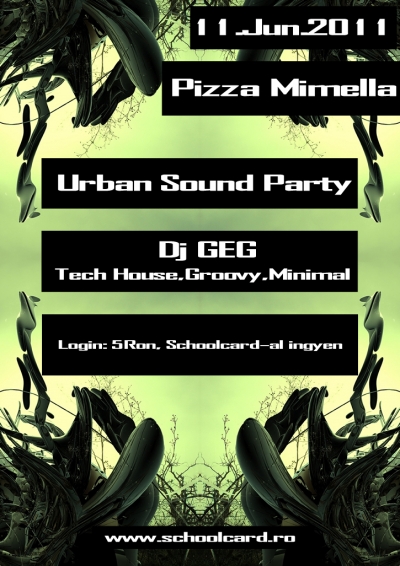 Urban Sound Party - Szombaton jun.11-n mindenkit szeretettel vrunk a Mimellban rendezett Urban Sound Party-ra.Fellp: Dj GEG / tech house, groovy, minimal.    Belp: Schoolcard-al INGYENES!, akinek nincs 5 Ron.Bvebben a Facebook-on vagy a Schoolcard.ro-n.