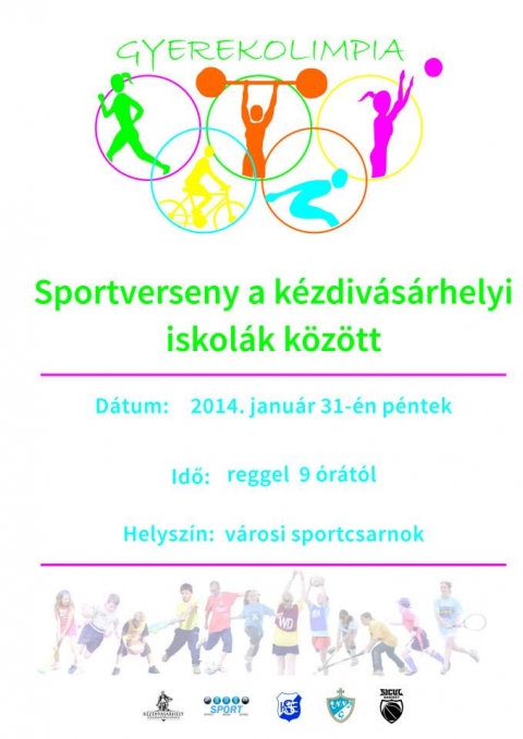 Gyerekolimpia a céhes város sportcsarnokában - A KSE-, a NMSK kosárlabda szakosztálya, a Sicul baschet Egyesület és Kézdivásárhely Önkormányzatának sportirodája január 31.-én, pénteken délelőtt 9 órától Gyerekolimpiát szervez a céhes város sportcsarnokában.Tízféle sportpróba vár a bejelentkezett csapatokra, akik több órán keresztül fognak küzdeni egymással. Erre az alkalomra szeretettel várunk minden érdeklődőt, szurkolót.