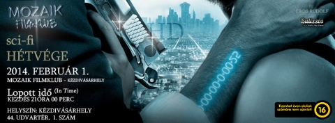 Lopott idő - ingyenes sci-fi filmvetítés az Erzsébet teremben - 2014 február 1.-én, szombaton este 21:00 órától a Mozaik Filmklubban kerül filmvetítésre a Lopott idő - 2011-es színes, magyarul beszélő, amerikai sci-fi akciófilm, 101 perc. A vetítésre a 44-es udvartérben az Erzsébet terem ad helyet. (ingyenes)A nem is olyan távoli jövőben a születésekor mindenkinek a karjába beépítenek egy órát. Ahhoz, hogy valaki huszonöt éves koron túl is éljen, időre van szüksége. A gazdagok megvásárolják az időt, míg a gettóban kétségbeesett harc folyik a minden egyes percért. A gettólakó Will Salas megmenti egy időmilliomos életét, aki cserébe rengeteg időt ad neki. Mindez felkelti az Időrendészek figyelmét, és gyilkossággal gyanúsítják. Will menekülés közben túszul ejti a fiatal, gazdag lányt. Egyik percről a másikra élnek, és egymásba szeretnek.rendező: Andrew Niccolforgatókönyvíró: Andrew Niccoloperatőr: Roger Deakinszene: Craig Armstrongproducer: Marc Abraham, Eric Newman, Andrew Niccollátványtervező: Alex McDowellvágó: Zach StaenbergSzereplő(k): Justin Timberlake (Will Salas)Cillian Murphy (Raymond Leon)Olivia Wilde (Rachel Salas)Amanda Seyfried (Sylvia Weis)Alex Pettyfer (Fortis)Matthew Bomer (Henry)Johnny Galecki (Borel)Elena Satine (Jasmine)Csatlakozz oldalainkhoz:http://facebook.com/mozaikfilmklub