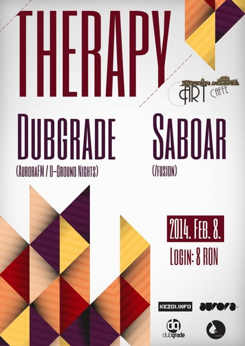 THERAPY house party - Dubgrade / Saboar - az Art Caff�-ban - 2014 febru�r 8.-�n, szombaton este 22 �r�t�l ind�tja a THERAPY house party-t Dubgrade (AuroraFM / U-Ground Nights), akit Saboar (/fusion) hazai lemezlovas k�s�r a hajnali �r�kig a house zene hull�main az Art Caff�-ban a Vigad� alatt.DUBGRADE (AuroraFM / U-Ground Nights)http://www.mixcloud.com/DubgradeMusicSABOAR (/fusion)https://soundcloud.com/saboarAz esem�nyre a bel�p� 8 lej.A k�zdi.inf� febru�r 7.-�n, p�nteken este 23 �rakor sorsol ki 2 db 1 szem�lyes aj�nd�kjegyet a hozz�sz�l�k k�z�l.