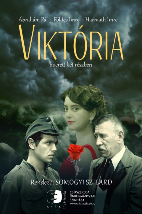 VIKTÓRIA - operett két részben - a Csíki Játékszín vendégjátéka Kézdivásárhelyen - Ábrahám Pál - Földes Imre - Harmath Imre Viktória című operettjének kézdivásárhelyi vendégjátékára február 27-én, csütörtökön 19 órakor kerül sor a Városi Színház szervezésében. Jegyek elővételben munkanapokon 8 és 16 óra között válthatók a Vigadó Művelődési Ház szervezőirodájában. Jegyek ára egységesen 20 lej, a 2014 tavaszi / nyári évadra megvásárolt bérletek tulajdonosai 15 lejért vásárolhatnak belépőt a színházbérlet felmutatásával. Helyfoglalás a 0267360179-es vagy a 0729058197-es telefonszámokon.Az elmúlt évadban bemutatott és nagy közönségsikernek örvendő Isten pénze musical rendezője, Somogyi Szilárd ezúttal operettet visz színre a csíkszeredai társulattal és az egy évvel ezelőtt jegyzett előadás stábjával: Gyarmathy Ágnes látványtervezővel, Horváth Gyula Antal koreográfussal és Bene Zoltán zenei vezetővel.Ábrahám Pál, a modern jazz-operett úttörő zeneszerzője 1930-ban írta a Viktóriát. Leghíresebb művei, a Hawaii rózsája és a Bál a Savoyban a Viktória utáni években születtek, de már e korai operett dalai közül is jó néhány slágerré vált. 'Ahol az ember felmászik a fára', 'Nem történt semmi, csak elválunk csendben', 'Honvéd banda', 'Mausy', 'Édes mamám...' - hogy csak a főbb számokat soroljuk, melyek e vidám-szomorú, romantikus történetet élőzenével végigkísérik. Viktória grófnő új életet kezd és feleségül megy John Cunlight amerikai nagykövethez, mert úgy tudja, szerelme elesett az I. világháborúban. Koltay István huszárkapitány azonban tisztiszolgájával éppen fogságból menekül, amikor útjaik váratlanul kereszteződnek Japánban. ÁBRAHÁM PÁL - FÖLDES IMRE - HARMATH IMRE: VIKTÓRIA - operett két részbenSzereposztás: John Cunlight, amerikai nagykövet: FÜLÖP ZOLTÁN, Viktória, a felesége: KISS BORA, Koltay István, huszárkapitány: KOSZTÁNDI ZSOLT, Feri, Viktória testvére: PUSKÁS LÁSZLÓ, Lia San, Feri felesége: RÁDULY BEÁTA, Jancsi, tisztiszolga: BILIBÓK ATTILA, Riquette, Viktória szobalánya: CZIKÓ JULIÁNNA, Orosz tiszt: BENDE SÁNDOR, Japán külügyminiszter/ Taylor Hill, amerikai nagykövet Oroszországban/ Pörkölty, polgármester:LŐRINCZ ANDRÁS ERNŐ, Sachi, házvezetőnő: BARTALIS GABRIELLA, Dr. Tokeramo: VASS CSABA, Ceremóniamester: PAP TIBOR, további szerepekben: FEKETE BERNADETTA, MAJOROS ERIKA ROZÁLIA, MÁRTON NOÉMI ESZTER, SZABÓ ENIKŐ, ZSIGMOND ÉVA BEÁTA, valamint: SZABÓ BERNADETT, ZAIBA ANIKÓ, UDVARI RÓBERT. Zenekar: BALÁZS PÉTER, BOLDIZSÁR SZABOLCS, HOMPOTH ARTÚR NORBERT, RÁDUJ GÁBOR, TANKÓ JÓZSEF, VERESS CSABA. Átdolgozta: BÉRES ATTILA és KÁLLAI ISTVÁN, tervezőasszisztens: NAGY SZILVIA, SZAKÁCS ÁGNES, zenei vezető: BENE ZOLTÁN, koreográfus: HORVÁTH GYULA ANTAL, díszlet-jelmeztervező: GYARMATHY ÁGNES, rendező: SOMOGYI SZILÁRD. A művet a Bühnen- und Musikalienverlag JOSEF WEINBERGER WIEN, GES.M.B.H. engedélyével mutatjuk be.