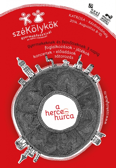 HerceGhurca a Sz�k�lyk�k�n - A Katrosa v�lgy�ben id�n negyedszerre szervezik meg a Sz�k�lyk�k fesztiv�lt, Erd�ly egyetlen kimondottan csal�doknak sz�l� fesztiv�lj�t. A tev�kenys�gek mindig egy t�ma k�r� szervez�dnek, m�g 2011-ben a n�pi mesters�gek, 2012-ben a r�gi n�pi j�t�kok, a 2013-as �vben a tanya volt a t�ma, id�n a „herceghurca” alc�men fut a fesztiv�l. 

Augusztus 8.-a �s 10.-e k�z�tt hercegek �s hercegn�k lakj�k be a Katrosa v�lgy�t, a fesztiv�l forgat�k�nyve m�r sokak sz�m�ra megszokott: a m�helyfoglalkoz�sokon a gyerekek �gy vehetnek r�szt, hogy el�tte 'megdolgoznak �rte': a n�pmes�k pr�b�ira �p�l� �gyess�gi j�t�kokban vesznek r�sz, az ott szerzett 'p�nzzel' bel�phetnek az �ltaluk kiv�lasztott m�helytev�kenys�gbe, �gy a felel�s d�nt�sek k�t�dnek az alkot�s, a j�t�k �r�m�hez.

Gyermekfesztiv�l a zsibv�s�rok ellen
'A Sz�k�lyk�k �rt�kfesztiv�l: az el�ad�sok, b�bsz�nh�zak, t�nch�z, koncertek, �zl�sform�l� m�helymunk�k, fest�szeti, szobr�szati, grafikai, iparm�v�szeti tev�kenys�gek, mind-mind a kultur�lis, m�v�szeti, hagyom�ny�rz�si �s csal�di �rt�kek �tad�s�t szolg�lj�k. Az �rt�keket �lm�nyek hordozz�k, nek�nk pedig az a c�lunk, hogy az �lm�ny hazavihet� val�s�gg� v�ljon' – vallja a fesztiv�lt szervez� h�zasp�r, G�sp�r Csongor �s Szab� Melinda. A Sz�k�lyk�k Gyermekfesztiv�l c�lja teh�t, hogy a gyermekekben az alkot�s fizikai val�s�g�t is megtapasztalva, kialakuljon egy olyan “hall�s”, “l�t�s”, gondolkod�s, mely �rz�kenny� teszi �ket arra, hogy mit jelent gondosan megv�lasztani a mesters�get, szakm�t, p�ly�t, amin haladni szeretn�nek, mit jelent nem virtu�lisan, hanem k�zzel megalkotni valamit, nem k�szen kapni, hanem elk�pzelni, feladatokat ell�tni, megk�zdeni.

Csal�di program – mindenkire sz�m�tanak
Id�n tizen�t �lland� m�hely lesz, ahov� az �gyess�gi j�t�kokon nyert 'p�nzzel' lehet bejutni. A fesztiv�l programjai els�sorban az 5-14 �ves gyerekeknek sz�l, de babameg�rz� is m�k�dik, ahol egyszer� k�zimunk�val, j�t�kokkal, ringat�kkal szereznek �lm�nyt az 5 �v alatti gyermekek, a meg�rz�ben pedig �nk�ntesek  vigy�zz�k a nagyon kicsiket. Legal�bb ugyanolyan fontos szerepe van a sz�l�knek, hiszen a fent felsorolt �rt�keknek a csal�di rendszerbe val� be�p�t�se, tov�bbad�sa az �k feladata, �gy v�lik val�di csal�di fesztiv�ll� a Sz�k�lyk�k. A sz�l�meg�rz�ben id�n m�r �lland� program lesz, a k�zm�ves m�helyekt�l az el�ad�sokig.

A fesztiv�l szervez�je a k�zdiv�s�rhelyi Next Egyes�let, t�rsszervez� a Kov�szna Megyei M�v�szeti �s N�piskola.

Tov�bbi inform�ci�k: www.szekolykok.ro oldalon.