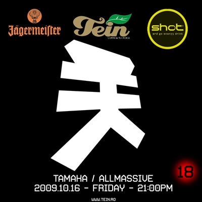 Tamaka party a Teinben (Szentgyörgy) - Október 16-án Szentgyörgyön a Tein teázóban jazz-dub-funk és némi breaks keveredik este 9 órától hajnali 4ig. Csak 18 éven felülieknek!Mixer: Tamaka / Allmassivewww.allmassive.org/tamakaA szolid party alapját a Jagermeister és a Shot Energy teszi.