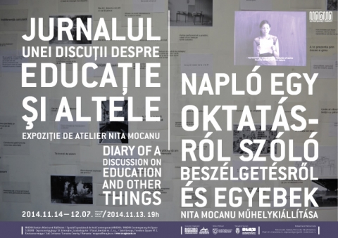 Besz�lget�s a vizu�lis nevel�sr�l - Szeretettel v�runk minden rajztan�rt, m�v�szeti oktat�t �s �rdekl�d�t a MAGMA Kort�rs M�v�szeti Ki�ll�t�t�rbe egy tartalmas besz�lget�sre 2014. november 10-�n 17 �r�ra, melynek t�m�ja a vizu�lis nevel�s a rom�niai tan�gyi rendszerben. A besz�lget�s Nita MOCANU 'Napl� egy oktat�sr�l sz�l� besz�lget�sr�l �s egyebek' c�m� m�helyki�ll�t�s�hoz kapcsol�dik, mely egy folyamatban l�v� kutat�s r�sz�t k�pezi.
Tov�bbi inform�ci�kat a magma@maybe.ro emil c�men, vagy a 0721 649 156-os telefonsz�mon k�rhetnek.