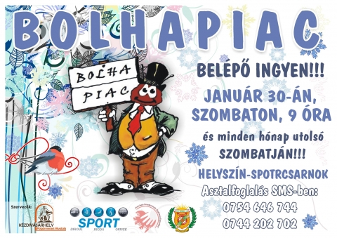 Janu�ri bolhapia a Sportcsarnokban - A 2016-s �v els� bolhapiacara ker�l sor K�zdiv�s�rhelyen a Sportcsarnok el�ter�ben janu�r 30-�n szombaton 9 �rai kezdettel.

Asztalfoglal�s, bel�pti d�j ingyenes!

Hozd el f�l�sleges dolgaidat, k�nyvek, szersz�mok, ruh�k, h�ztart�si cikkek, gy�jtem�nyes darabok vagy �r�kl�tt gy�jtem�nyek (k�pes levelez� lap, jelv�ny, kit�ntet�s, kinder toj�s figur�k, b�lyeg, r�gi p�nze, stb).

Itt nem csak el adhatsz hanem csereber�lhetsz is!