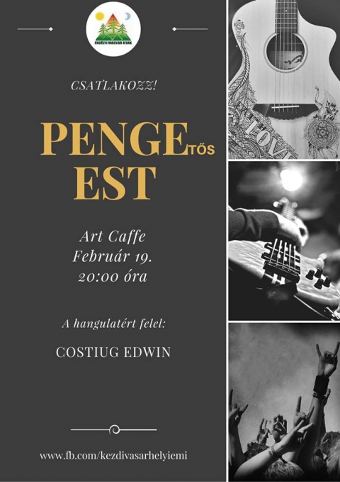 PENGEt�s est - PENGEt�s est

Szeretn�l elt�lteni egy igaz�n PENGE est�t, de �tleted sincs, mitvel tudn�d elt�lteni a p�ntek est�d? A k�zdiv�s�rhelyi EMI v�laszol!

Febru�r 19.-�n 20 �r�t�l szeretettel v�runk minden �rdekl�d�t az Art caff�ban megrendezett git�rozgat�s, �nekelget�s est�nkre. A bel�p�s ingyenes, mind�ssze j�kedv, n�h�ny bar�t sz�ks�ges a bel�p�shez.

A hangulat�rt felel�s: Costiug Edwin.

Ne pengesd el a szabad perceidet, gyere el Te is!

https://www.facebook.com/KezdivasarhelyiEMI