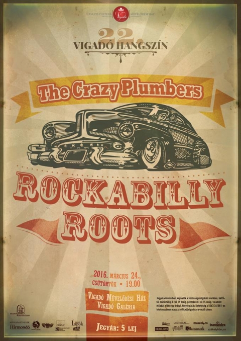 The Crazy Plumbers koncert  - M�rcius 24-�n, cs�t�rt�k�n 19 �r�t�l a 22. Vigad� Hangsz�n keret�n bel�l The Crazy Plumbers,  Rockabilly Roots koncertj�n vehetnek r�szt, a Vigad� M�vel�d�si H�z gal�ri�ban.
Jegy�r: 5 lej.

Jegyek el�v�telben kaphat�k a k�z�ns�gszolg�lati irod�ban, h�tf�t�l cs�t�rt�kig 8-t�l 19 �r�ig, p�nteken 8-t�l 15 �r�ig, valamint el�ad�s el�tt egy �r�val. Helyfoglal�si lehet�s�g a 0267/361081-es telefonsz�mon vagy az office@vigado.ro e-mail c�men.

https://www.youtube.com/watch?v=QpIL-sTEZRM