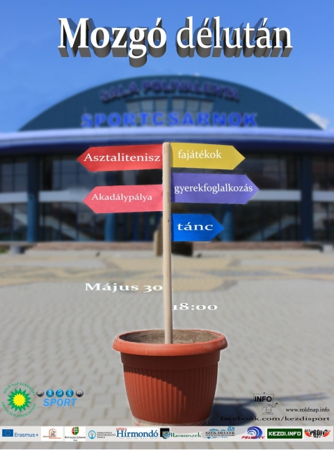 M�jusi Mozg� D�lut�n - A Z�ld Nap Egyes�let �s az �nkorm�nyzat Sportirod�ja tizenharmadik alkalommal szervezi meg a Mozg� D�lut�nt m�jus 30-�n, (h�tf�) 18-20. �ra k�z�tt a k�zdiv�s�rhelyi Sportcsarnokban.

A rendezv�ny c�lja felh�vni a figyelmet az eg�szs�ges �letm�dra �s az eg�szs�gmeg�rz�sre egyar�nt, amelyet a mozg�s n�pszer�s�t�s�n t�l sz�mos k�s�r� programmal igyekeznek el�seg�teni. T�bbek k�z�tt a r�sztvev�knek lehet�s�g�k lesz asztaliteniszezni, szaladni �s t�ncolni a Dirty Dancers csoporttal. Ugyanakkor a jelenl�v�k a Z�ld Nap Egyes�lettel kipr�b�lhatj�k a M�lkky finn dob�j�t�kot �s k�l�nb�z� faj�t�kokat is. Legy�l Te is r�szese a rendezv�nynek. A bel�p�s d�jtalan.

T�mogat�: Erasmus plusz program �s a Sz�kelyf�ldi Tehets�gseg�t� Tan�cs