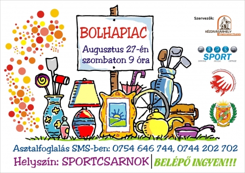 Augusztusi bolhapiac a sportcsarnokban - �jb�l egy esem�ny:T�bbek k�z�tt mi lesz 2016. VIII. 27. e h�nap utols� szombatj�n? Igen, igen kital�lt�k! BOLHAPIAC a k�zdiv�s�rhelyi sportcsarnokn�l. Esem�ny amelyre minden �rdeklődőt, �rdekeltet meg k�v�ncsiskod�t sz�vesen v�runk!