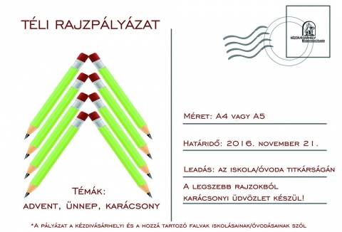 Téli rajzpályázat: keressük a legszebb rajzokat - Kézdivásárhely önkormányzata ismét a legszebb rajzokat keresi a karácsonyi üdvözleteihez. Az intézmény immár ötödik alkalommal hirdet rajzpályázatot a kézdivásárhelyi és a hozzá tartozó falvak óvodásainak és iskolásainak. A témák nem változnak: advent, ünnep vagy karácsony témában várjuk a munkákat a pályázó személy iskolájának/óvodájának titkárságán november 21-ig, hétfőig.
Ahogyan azt a korábbi években is tették, az iskola vagy óvoda a harminc legszebb rajzot küldi be az önkormányzathoz, amelyeket zsűri fog kiértékelni. A pályamunkákat négy korosztályra – óvoda, I-IV., V-VIII. és IX-XII. osztály – osszák, minden kategóriának három nyertese lehet. A díjazottakat az önkormányzat ajándékcsomaggal jutalmazza. A legszebb négy rajzot, azaz kategóriánként egyet, karácsonyi üdvözletként használja majd az önkormányzat és a tanintézmények.
A pályázatra rendszerint több mint 200 munka érkezik be, az első évben, amikor még nem volt előválogató, több mint 400 rajzot kellett szemügyre vennie a szakmai zsűrinek.
