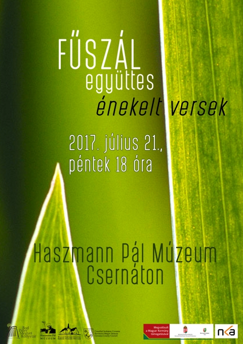 A Fűszál együttes koncertje az olvasó- és kézműves jutalomtáborban - 2017 július 19-23. között zajlik a csernátoni Haszmann Pál Múzeum és a sepsiszentgyörgyi Bod Péter Megyei Könyvtár olvasó- és kézműves jutalomtábora.
A tábort egy koncert is színesíti, ezúttal az énekelt vers műfajában alkotó Fűszál együttes lép fel a csernátoni múzeumkertben 2017. július 21-én, pénteken 18 órától.
Az együttes 17 éve alakult egyetemista hobbizenekarként Kolozsváron. Repertoárjukban a klasszikus magyar líra nagyjai mellett a modern, sőt, a kortárs magyar és erdélyi líra is zenei köntöst ölt.
https://www.youtube.com/watch?v=OqE8PS8T-wA
Tagjai:
Fejős Gabriella – hegedű, ének; Lakatos Sándor – gitár, ének; Kisgyörgy Tamás – perkúció, ritmushangszerek; Bíró Attila – basszusgitár; Nagy Endre – gitár, ének
A rendezvény ingyenes, szeretettel várnak minden érdeklődőt!