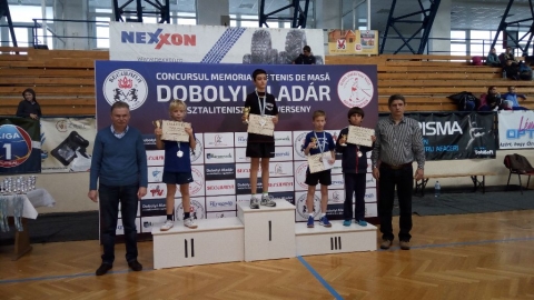 M�lt� tisztelg�s Dobolyi Alad�r eml�ke előtt - Szombaton �s vas�rnap nagy �rdeklőd�s k�zepette zajlott a Dobolyi Alad�r-eml�kverseny m�sodik ki�r�sa a k�zdiv�s�rhelyi sportcsarnokban, ahol 20 asztalon mintegy 200 asztaliteniszező m�rte �ssze erej�t, ez�ltal tisztelegve a Nagy M�zes Sportklub n�hai vezetője, a kiv�l� edző, mindenki Ali b�csija előtt.

A h�zigazda Nagy M�zes Sportklub n�vend�kei t�bb �rmet is szereztek, �s b�r k�zel �lltak hozz�, d�ntőt nem siker�lt nyerni�k.

� Nagyon j�l siker�lt az eml�kverseny, a visszajelz�sek pozit�vak. Tavalyhoz k�pest m�s rendszerben zajlott a verseny, szombaton eg�sznap, illetve vas�rnap d�lelőtt m�rkőztek a gyerekek. Nőtt a r�sztvevők sz�ma is, k�zel 200-an l�ptek asztalhoz h�rom koroszt�lyban, ami �rvendetes. Sajnos a k�lf�ldi megh�vottjaink utols� pillanatban visszamondt�k, �gy nem siker�lt nemzetk�ziv� tenni a viadalt, de majd j�vőre. Ennek ellen�re nagyon erős volt a mezőny, az orsz�g �lvonal�hoz tartoz� j�t�kosokkal � nyilatkozta Kerekes Barnab�s edző, egy�ttal megk�sz�nve mindenkinek a szervez�sben ny�jtott seg�ts�get, tov�bb� a főt�mogat� Secuiana Rt.-nek, illetve a Tor� Impexnek �s a Julius Meinl-nak.

D�jazottak: U10-es koroszt�ly, l�nyok: 1. Sferlea Alesia (Zilah), 2. Muraru Ioana (Dornav�tra), 3. Jifcu Andreea (�jszentes) �s Gheorghiţoai Daniela (Moineşti); fi�k: 1. Pribeagu Sebastain (Piteşti), 2. M�rton �d�m (Sepsiszentgy�rgy, a Kolozsv�ri Politehnica sz�neiben), 3. Canea-Kocsis Andr�s (Nagy M�zes SK) �s Ceapraz Andrei (C�mpulung). U12-es koroszt�ly, l�nyok: 1. Moca Alina (Medgyes), 2. Mike Bor�ka (Nagy M�zes SK), 3. T�gl�s Andrea �s Moldov�n Szid�nia (mindketten Marosludasr�l); fi�k: 1. Chiriţă Iulian, 2. Bobi Mario (mindketten C�mpulung), 3. Chelmuş Ionuţ (Nagy M�zes SK) �s Cindea Cristian (Sz�kelyudvarhely). U14-es koroszt�ly, l�nyok: 1. Radu Diana (Slatina), 2. Ol�h Kriszta (Nagy M�zes SK), 3. Papp Rebeka (Nagy M�zes SK) �s Bucur Delia (Marosludas); fi�k: 1. Badea Bogdan (�jszentes), 2. Poteraş Bogdan (Bodzav�s�r), 3. Kar�csonyi D�niel �s Jenei Barnab�s (mindketten Sz�kelyudvarhelyről).

Forr�s: Sz�kely H�rmond�