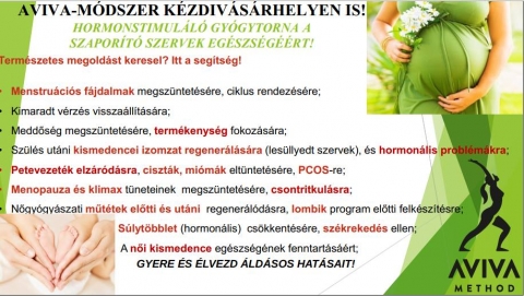 AVIVA torna-hormonstimul�l� gy�gytorna! - 2018. j�nius 2-�n 9 �r�t�l AVIVA torna-hormonstimul�l� gy�gytorn�t tartanak K�zdiv�s�rhely, �llom�s u., 38. sz�m alatt.

A speci�lisan kidolgozott m�dszer l�nyege:

�	A gyakorlatok alatt bel�l, m�lyen dolgozunk. A kismedence belső izomzat�nak egy�ttes k�zreműk�d�s�vel izomfesz�t�s �s laz�t�s folyamatosan, ritmikusan v�ltakozik. Ez az izommunka az alhas izmai, a belső izmok, g�tizmok �s a farizmok seg�ts�g�vel t�rt�nik, mik�zben talpig megmozgatjuk, az eg�sz testet, ezzel felpezsd�tj�k a v�rkering�st, �s ezt a v�rbős�get az alhasi ter�letbe ir�ny�tjuk. 
�	A gyakorlatok hat�s�ra a fokozott v�rkering�s t�bb hormont, vitamint, t�panyagot,immunsejtet �s oxig�nt juttat el a nemi mirigyekbe, szervekbe, �s ez�ltal indul el a test fokozott �ngy�gy�t� tev�kenys�ge. 
�	Az Aviva torna egy speci�lis, hormonstimul�l� gy�gytorna, ami serkenti, illetve t�mogatja a szervezet term�szetes hormontermel�s�t, �s az ez�rt felelős szervek eg�szs�ges műk�d�s�t. 

�RENDSZERESEN V�GEZVE A TORN�T, EZT A V�RBŐS�GET FENN TUDJUK TARTANI, EZ�LTAL J�RUL HOZZ� A TORNA AZ ALHASI SZERVEK EG�SZS�G�HEZ, MOZG�S�TVA A TEST SAJ�T �NGY�GY�T�SI FOLYAMATAIT�

�	Itt a lehetős�g sz�modra is, hiszen az Aviva torna megteremti a val�di es�lyt minden női szervezet sz�m�ra, hogy lehetős�geihez k�pest műk�d�s�t saj�t mag�t�l, saj�t temp�j�ban, saj�t ig�nyeinek �s m�rt�k�nek megfelelően helyre�ll�tsa egy �j egyens�lyi �llapot l�trehoz�s�val! 
�	A torna T�NC- �s TORNAGYAKORLATOK kombin�ci�j�b�l �ll, aj�nlott zen�re t�rt�nik, mert fontos a gyakorlatok ritmusoss�ga� 

Bevezető tanfolyam J�nius 2-�n, m�r K�zdiv�s�rhelyen is.
Az alaptanfolyamot k�vetően lehetős�g ny�lik a torna rendszeres gyakorl�s�ra. 
GYERE EL �S ISMERKEDJ MEG TE IS AZ AVIVA TORN�VAL, MAJD �LVEZD �LD�SOS HAT�SAIT!

A helyek sz�ma korl�tozott, ez�rt szeretettel v�rom a jelentkez�sed j�nius 1-ig: Szab� Kinga Hivatalos Aviva M�dszer �s LYB oktat�. 

�rdeklődni �s jelentkezni: 0740533751-es telefonsz�mon lehets�ges.

Bővebb inform�ci�k�rt keresd: http://www.avivagymnastics.ro/ weblapot!