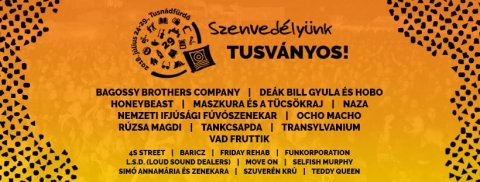 Tusv�nyos 29 - B�lv�nyosi Ny�ri Szabadegyetem �s Di�kt�bor - 2018. j�lius 24-29. k�zt ker�l megszervez�sre a 29. Tusv�nyos, B�lv�nyosi Ny�ri Szabadegyetem �s Di�kt�bor, Tusn�df�rdőn.

Nagysz�npadi koncertek:

07.24., kedd
20:00 � Maszkura �s a T�cs�kraj
22:00 � R�zsa Magdi

https://www.youtube.com/watch?v=MqGouu8t5jA

07.25., szerda
20:00 � Honeybeast
22:00 � Tankcsapda

https://www.youtube.com/watch?v=YDSc5zRUDw8

07.26., cs�t�rt�k
20:00 � NAZA
22:00 � Vad Fruttik

07.27., p�ntek
20:00 � Transylvanium
22:00 � De�k Bill Gyula �s Hob�

https://www.youtube.com/watch?v=dRwC8iv75vs

07.28., szombat
13:00 � Nemzeti Ifj�s�gi F�v�szenekar
20:00 � Ocho Macho
22:00 � Bagossy Brothers Company

Mindemellett a s�trakban is koncertek, esti mulats�gok �s bulik a fesztiv�l ideje alatt.

https://www.tusvanyos.ro/