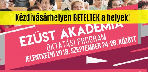 N�gy �ra alatt teltek be a helyek az Ez�st Akad�mi�ra - N�gy �ra alatt teltek be a helyek az Ez�st Akad�mi�ra

Okt�berben veszi kezdet�t az Ez�st Akad�mia Oktat�si Program harmadik �vada, amelyet a Sapientia EMTE Cs�kszeredai Kara, K�zdiv�s�rhely Polg�rmesteri Hivatala, a Z�ld Nap Egyes�let, a Wegener Pro Sanitate Alap�tv�ny �s a Maassluis Nyugd�jas Klub Egyes�let k�z�sen hoz tető al�. A jelentkez�s szeptember 24-�n indult, a felaj�nlott 180 hely n�gy �ra alatt telt be. A szervezők tov�bbi 80 embert �rtak p�tlist�ra, akik a h�tfői nap folyam�n regisztr�ltak a programsorozatra.

Az Ez�st Akad�mia �jabb �vada okt�ber 11-�n indul K�zdiv�s�rhelyen, �s eg�szen 2019 m�jus�ig k�thetente jelentkezik k�l�nb�ző t�m�j� előad�sokkal. A programra id�n is hatalmas volt az �rdeklőd�s, azonban a Vigad� Művelőd�si H�z befogad�k�pess�ge miatt korl�tozni kellett a jelentkezők sz�m�t. 

A program sor�n sz�mos olyan előad�s lesz, amely felkelti az �rdeklőd�st, ugyanakkor hasznos tan�csokkal l�tja el a r�sztvevőket. Az előad�k k�z�tt szerepelnek hazai �s k�lf�ldi nevek, annak �rdek�ben, hogy min�l sz�nvonalasabb programot tudjanak k�n�lni az �rdeklődőknek. Az előad�sokat hatvan percesre tervezik, melynek v�g�n van lehetős�g a k�rd�sek feltev�s�re �s megvitat�s�ra. Az előad�sok k�thetente, 16.30-t�l lesznek a Vigad�ban.