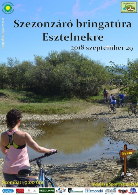Szezonz�r� bringat�ra Esztelnekre - 2018. szeptember 29-�n (szombat) a k�zdiv�s�rhelyi Z�ld Nap Egyes�let a Nemere �tj�n szezonz�r� biciklit�r�t szervez a c�hes v�rosb�l Esztelnekre. A megmozdul�s alkalm�val az al�bbi telep�l�seket �rintik: K�zdiv�s�rhely - K�zdiszentl�lek - K�zdiszentkereszt - B�lafalva - Esztelnek - Kurtapatak - B�lafalva - K�zdiszentkereszt -K�zdiszentl�lek. 

Tal�lkoz� reggel 9 �rakor a Sportcsarnokt� indul, hazat�r�s a d�lut�ni �r�kban. A ker�kp�rt�ra sor�n bekapcsol�dunk a Tegy�nk K�zdisz�k�rt civil t�m�r�l�s �ltal szervezett Esztelneki falus�ta  rendezv�nysorozat k�l�nb�ző programjaiba is. A t�raker�kp�roz�s remek kikapcsol�d�st, sportol�si lehetős�get, valamint testi �s lelki felt�ltőd�st biztos�t a r�sztvevők sz�m�ra. 

Sz�ks�ges felszerel�s: az őszi időj�r�snak megfelelő �lt�zet, �lelem �s p�nz ig�ny szerint, �s term�szetesen a j� �llapotban l�vő ker�kp�r. Minden �rdeklődőt szeretettel v�rnak, a 14 �ven aluli gyermekek csak �r�sos sz�lői enged�llyel j�hetnek a 34 km hossz� bring�z�sra. (ezzel kapcsolatos formanyomtatv�ny a szervezőktől ig�nyelhető). �rdeklődni, jelentkezni R�duly Attil�n�l (0766. 611066) lehet. A t�r�n a r�szv�tel ingyenes.

T�mogat�: Bethlen G�bor Alapkezelő Zrt �s az Erasmusz plusz program 

M�diat�mogat�k: Profi R�di�, Siculus R�di�, Sz�k-helyek, Kezdi.info, Sz�kely Hirmond�, Polyp Tv, H�romsz�k

Szerző �s plak�tterv: R�duly Attila