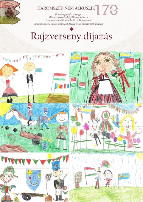 H�romsz�k nem alkuszik - rajzverseny: ki�ll�t�smegnyit� �s d�jaz�s - A H�romsz�k nem alkuszik rendezv�nysorozat r�szek�nt, �vod�soknak, elemi �s 5-8. oszt�lyos tanul�knak tavaly decemberben meghirdetett rajzversenyre be�rkezett munk�kb�l v�logatott, szabadt�ri ki�ll�t�s megnyit�j�ra �s a legjobb rajzok d�jaz�s�ra ker�l sor cs�t�rt�k�n, 2019. m�rcius 14-�n 11 �r�t�l Sepsiszentgy�rgy főter�n.

A ki�ll�t�st a szervező int�zm�nyek r�sz�ről megnyitj�k: Tam�s S�ndor, Kov�szna Megye Tan�cs�nak eln�ke �s Szonda Szabolcs, a Bod P�ter Megyei K�nyvt�r igazgat�ja.