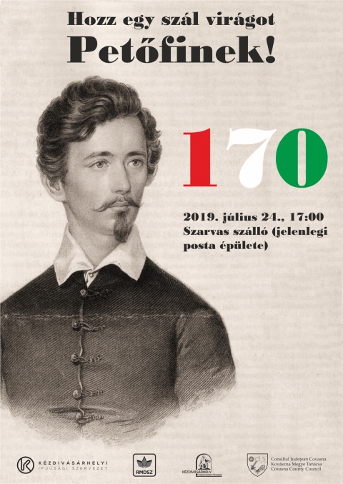 Hozz egy szál virágot Petőfinek! - 170 éve, 1849. július 24-én nemzeti költőnk, Petőfi Sándor egy éjszakát töltött Kézdivásárhelyen, az akkori Szarvas fogadóban, amelynek helyén ma a postahivatal épülete állt. Ennek az emlékére, 2019. július 24-én 17 órától megemlékezést tartunk
A megemlékezés után, mindenki elhelyezi a kegyelet virágait az emlékplakett előtt.
https://www.facebook.com/events/2475626972723651/