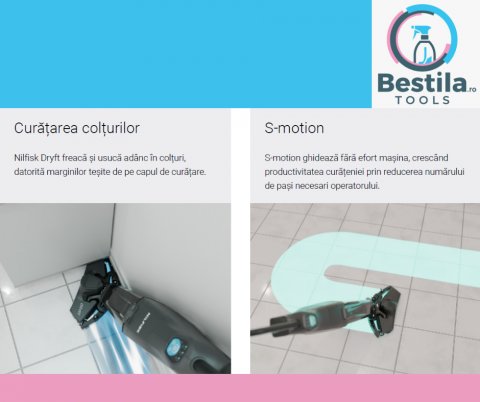 BEST TOOLS SRL - j termk: A padltisztt az j felmos - A padltisztt az j felmos
A Nilfisk Dryft segtsgvel knnyedn elrheti a mlyebb, hatkonyabb takartst. Higinikusabb, mint egy felmos, s rdporszv mretű: első rd kialakts mikro padltiszttnk minden nehezen elrhető helyet knnyedn megtisztt  a zsfolt tereket, a sarkokat s leket, a szűk hzagokat s az akadlyok krli terleteket. A felmos termszetes utdja az letnkben.
Ktszer olyan gyors, mint a hagyomnyos gpek - szradsi idő nlkl
Intsen bcst a kihagyott helyeknek. A Nilfisk Dryft fejkialaktsa formzott lekkel rendelkezik, mlyen, szltől szlig srolja s szrtja a sarkokat. Nincs kerlőt  csak tiszta t!​